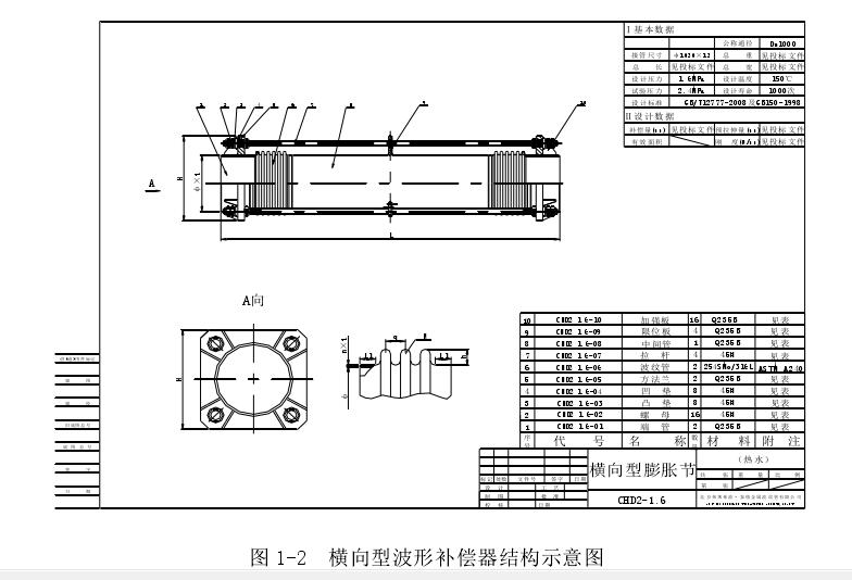 復(fù)式拉杠型波形補(bǔ)償器結(jié)構(gòu)示意圖